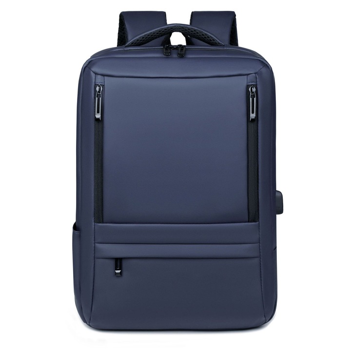 Rucsac de calatorie, compatibil cu laptop, curea ajustabila, poliester premium, albastru, 43x32x13 cm