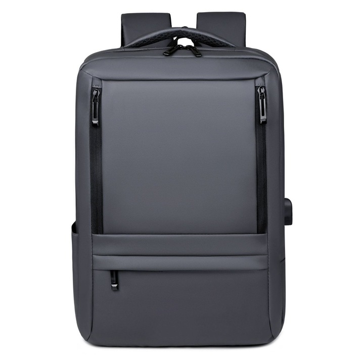 Rucsac de calatorie, compatibil cu laptop, curea ajustabila, gri, 43x32x13 cm