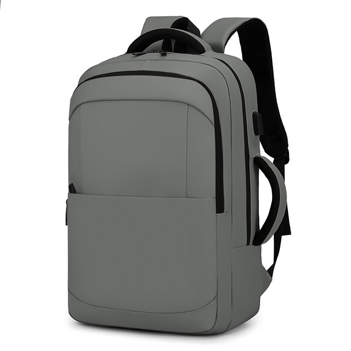 Rucsac de calatorie, compatibil cu laptop, curea ajustabila, gri, 50x34x21 cm