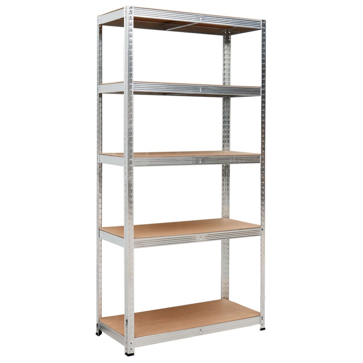 Raft magazin 5 niveluri, 625 kg, 150x75x30 cm, otel zincat, MDF