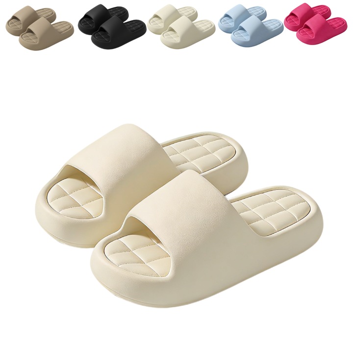Papuci antiderapanti unisex, talpa groasa, confortabili, albi, 42-43