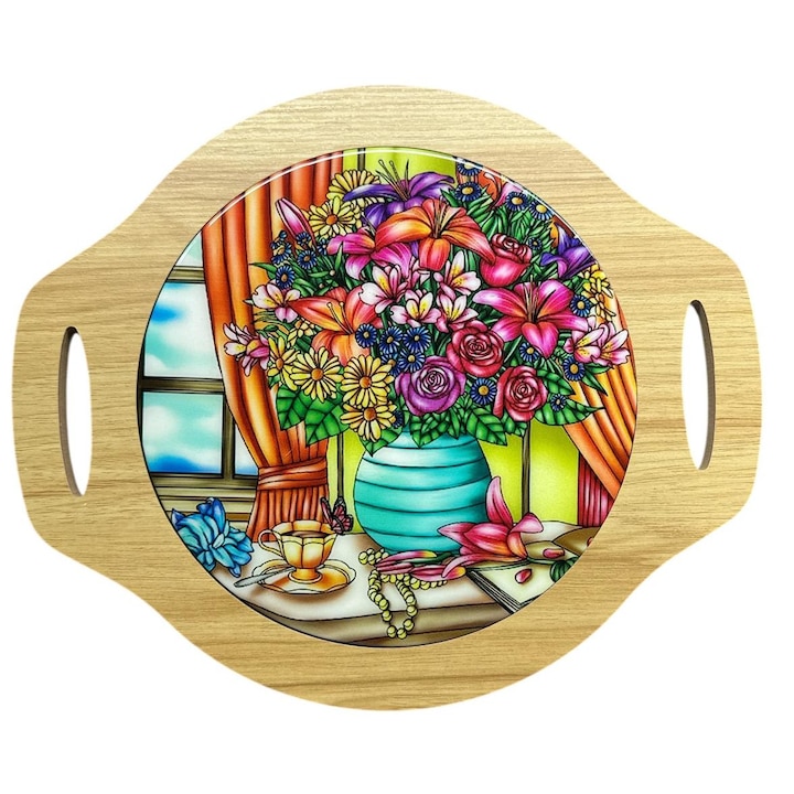 Fadoboz (edénytartó) konyhai, fényes dekoratív betéttel, hőálló, 30x25x0,9 cm