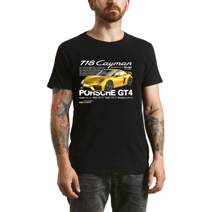 Tricou barbati Porsche negru, pentru pasionatii de masini Porsche, marimea S