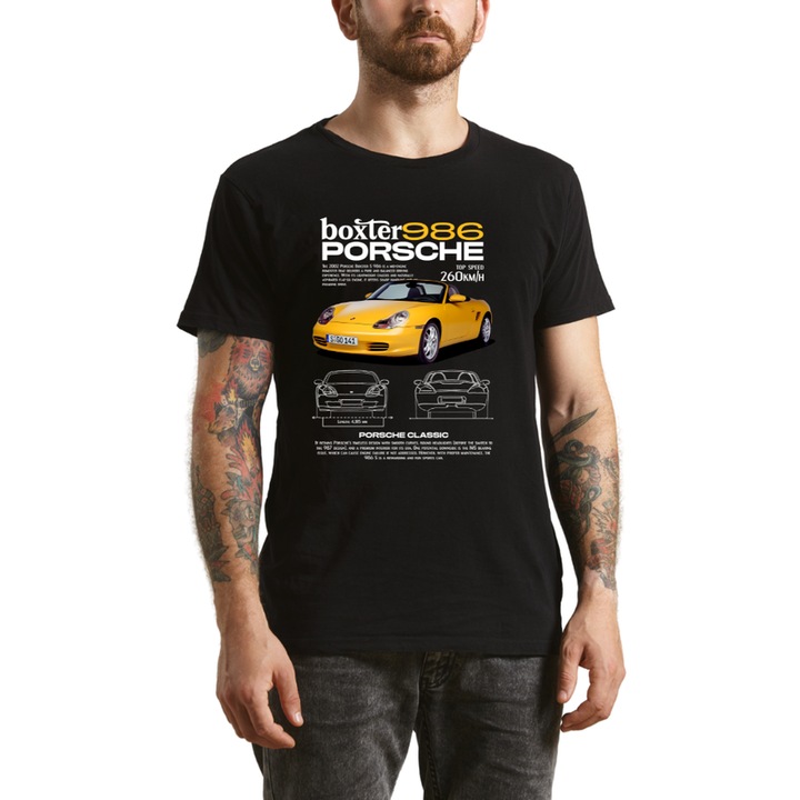 Tricou barbati Porsche negru, pentru pasionatii de masini Porsche, marimea L