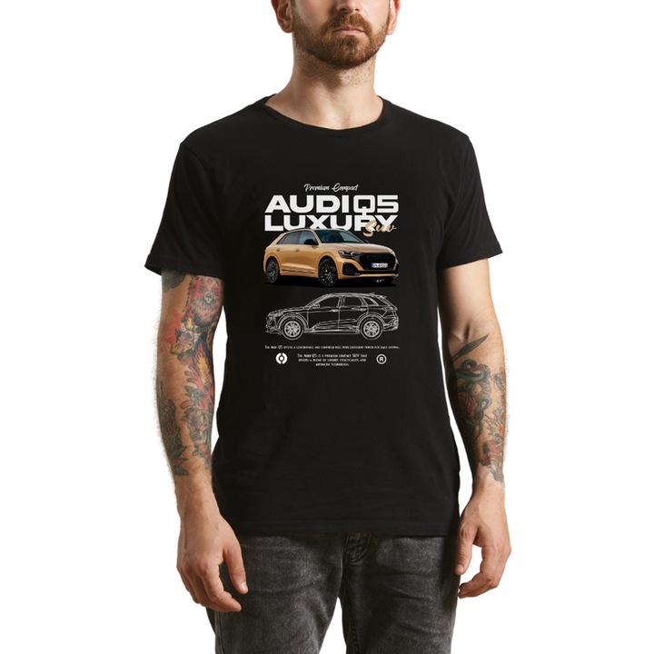 Tricou barbati Audi negru, pentru pasionatii de masini AUDI, marimea S