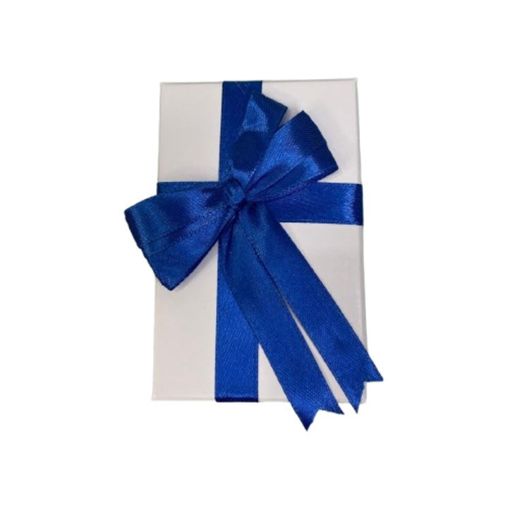 Cutie pentru cadou - Nicas - carton alb cu fundita albastra, 6X9.5X2.9 cm - tip M