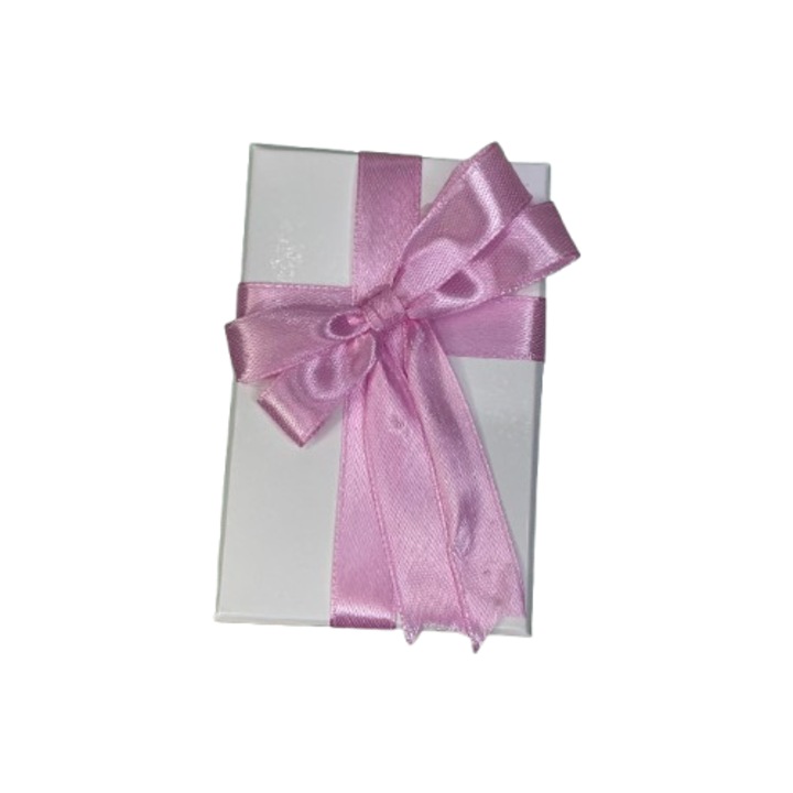 Cutie pentru cadou - Nicas - carton alb cu fundita roz, 6X9.5X2.9 cm - tip M