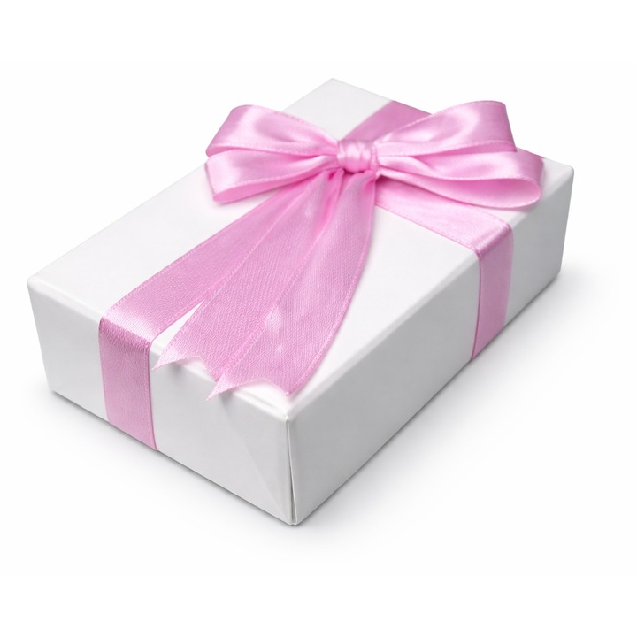 Cutie pentru cadou - Nicas - carton alb cu fundita roz, 6X9.5X2.9 cm - tip M