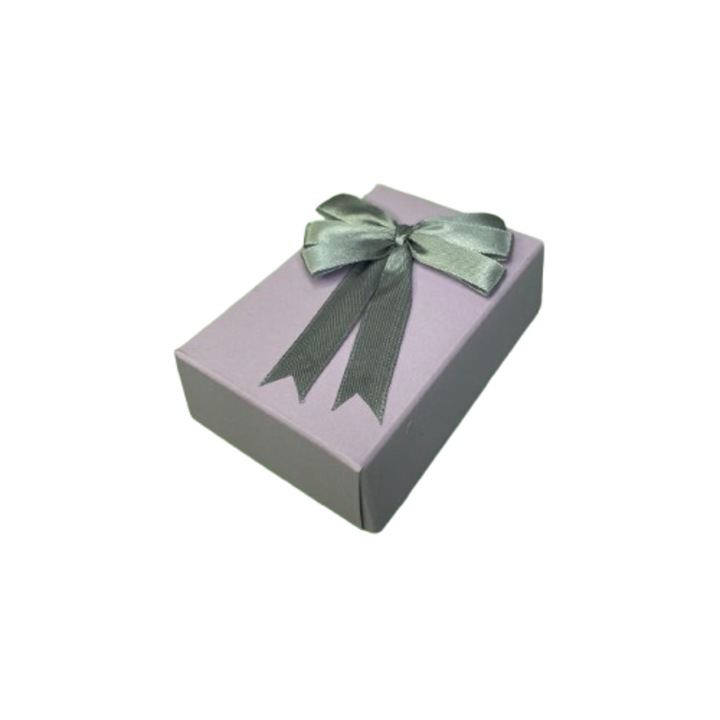 Cutie pentru cadou - Nicas - carton mov cu fundita diverse culori, 6X9.5X2.9 cm - tip M