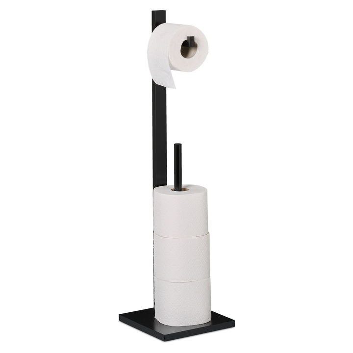 Стойка за тоалетна хартия Relaxdays, с място за съхранение, 71 x 19 x 19 см, от бамбук/MDF, кафява