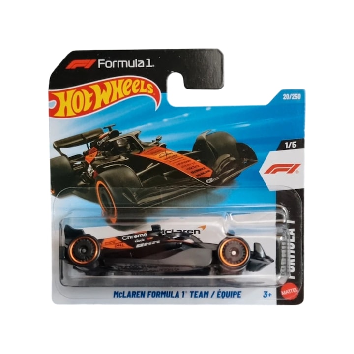 Количка Hot Wheels, McLaren Formula 1 Team, черно-оранжево, мащаб 1:64