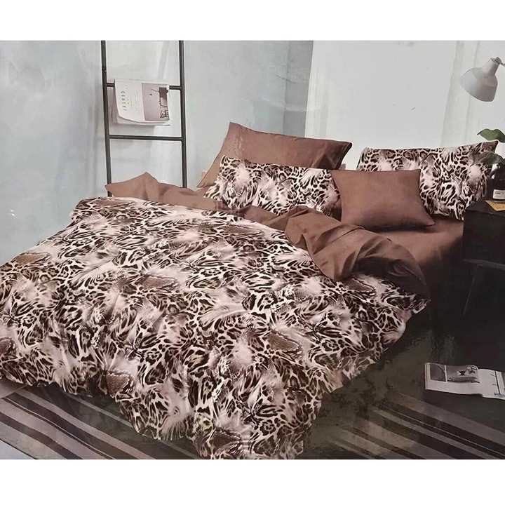 Lenjerie de pat finet Casa Pucioasa, 6 piese, husa pat cu elastic