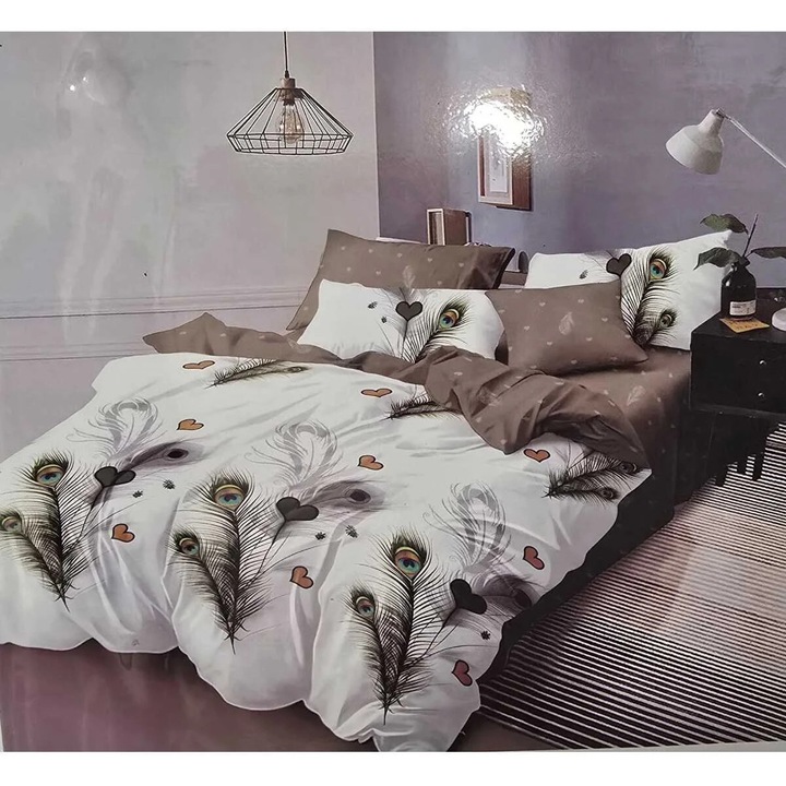 Lenjerie de pat finet Casa Pucioasa, 6 piese, husa pat cu elastic