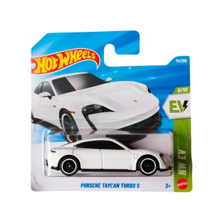 Hot Wheels kisautó, Porsche Taycan Turbo S, fehér, 1:64 méretarány, 2026-os modell