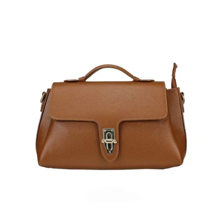 Geanta dama din piele naturala Matis Atelier Catalina, Coniac, 32,5 x 18 x 13 cm