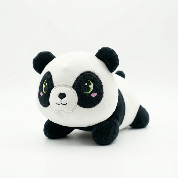 Плюшена играчка Мече Панда, с много мека и пухкава текстура и консистенция, Squishy, с очарователен дизайн и големи бродирани очи, универсална за деца, бяло/черно, 23 см, PriStyle®
