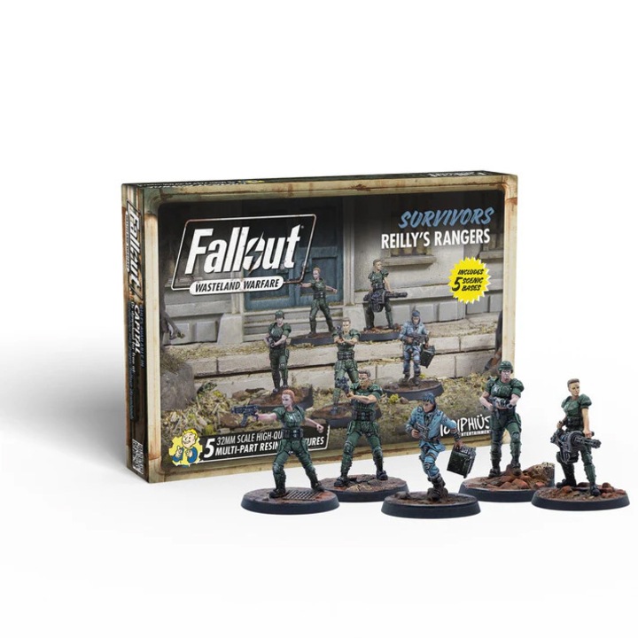 Extensie de joc Fallout Wasteland Warfare, Survivors Reilly's Rangers, Modiphius, 5 modele de asamblat, gri