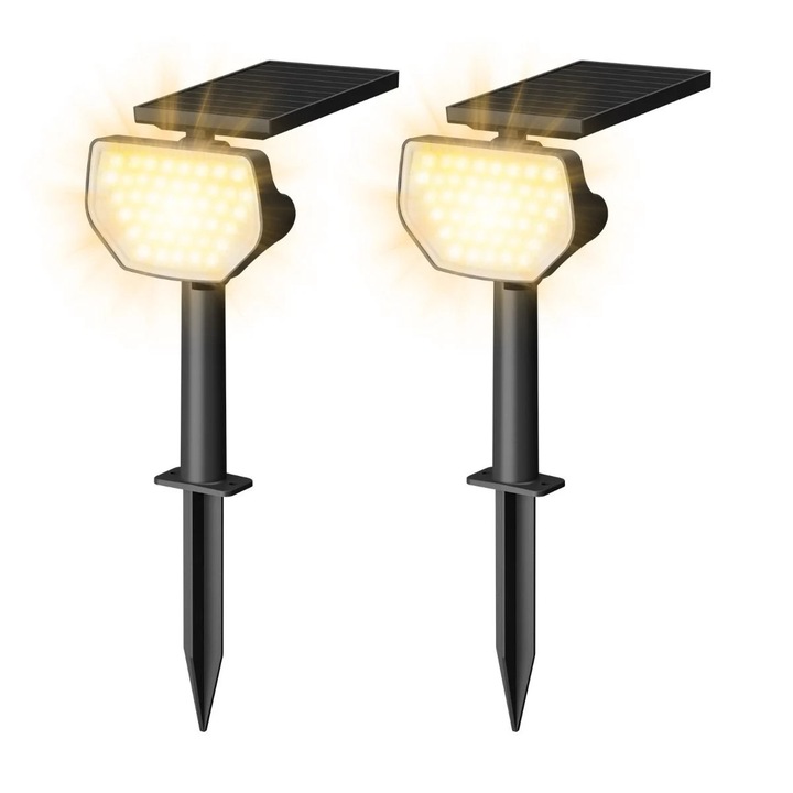 Комплект 2 броя соларни LED лампи Lepro PR510005, 43 светодиода, IP65 топла бяла светлина, 2 режима, IP65, качествени материали, перфектният избор
