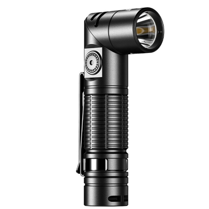 Lanterna Multifunctionala LED 360 lm, Distanta Iluminare 160 m, 5 Moduri De Lumina, Prindere Magnetica Hands-Free, Unghi Reglabil 90°, Incarcare USB-C, Baterie Reincarcabila Litiu-ion, Carcasa Rezistenta, Negru