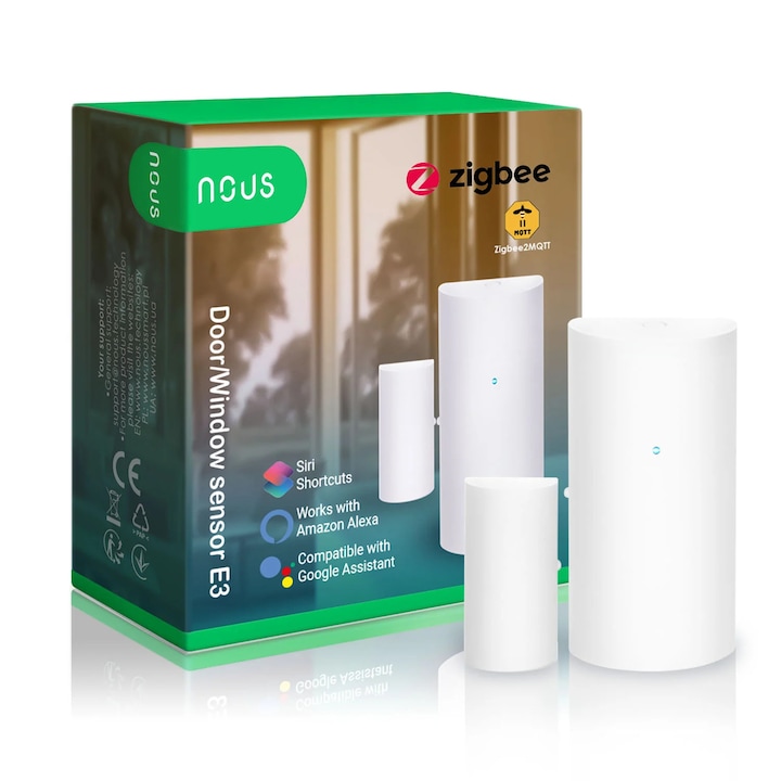 Senzor Smart Pentru Usi Si Ferestre, Securitate Locuinta, Prevenire Acces Neautorizat, Detectie Magnetica Deschis Inchis, Protocol ZigBee 3.0, Alerte Instant Pe Telefon, Automatizari Smart Home, Siguranta, Alb