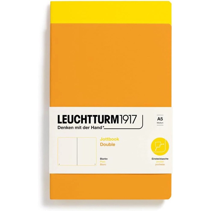 Set 2 carnete Leuchtturm1917, A5, coperta flexibila, 59 pagini, velin, galben si portocaliu