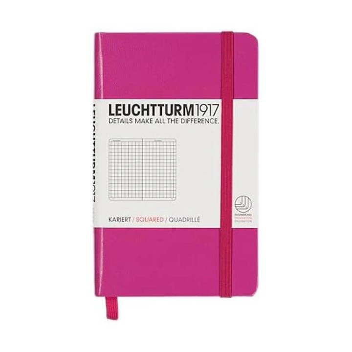 Carnet Leuchtturm1917, A6, coperta rigida, 185 pagini, matematica, roz