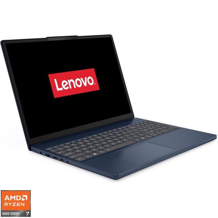 Laptop Lenovo IdeaPad Slim 3 15AHP10 cu procesor AMD Ryzen™ 7 8840HS pana la 5.1GHz, 15.3" WUXGA, IPS, 24GB DDR5, 128 GB SSD, AMD Radeon™ 780M Graphics, No OS, Cosmic Blue