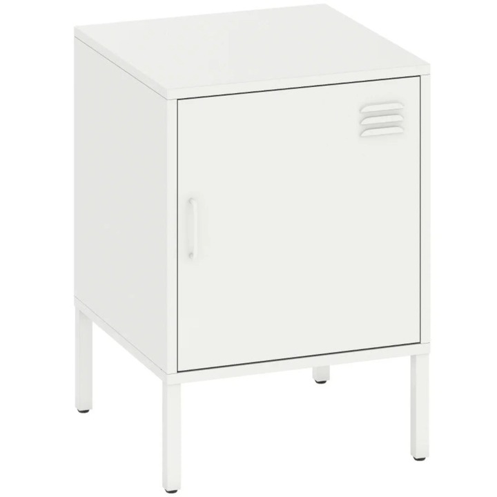 Noptiera din otel reglabila, multifunctionala, alba