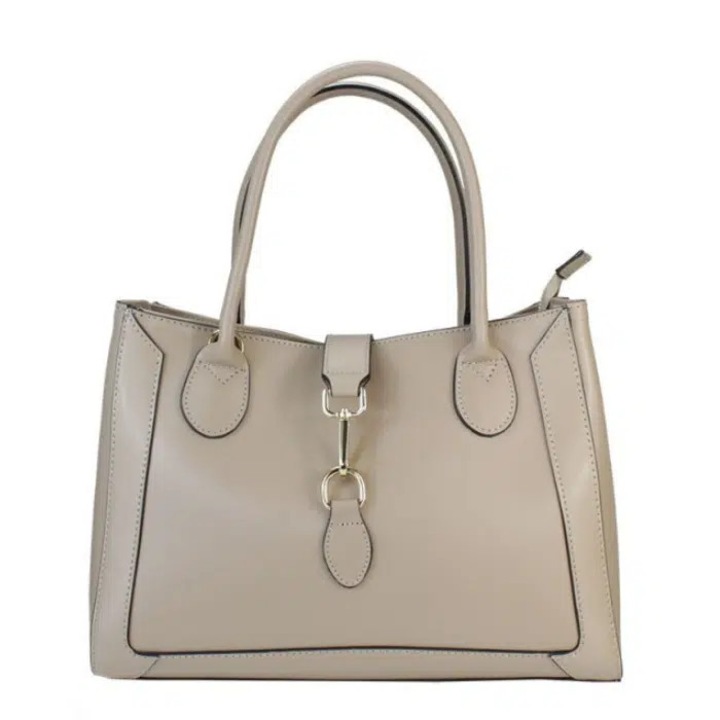 Geanta dama din piele naturala Matis Atelier Belinda, Maro taupe, 35 x 25 x 16 cm
