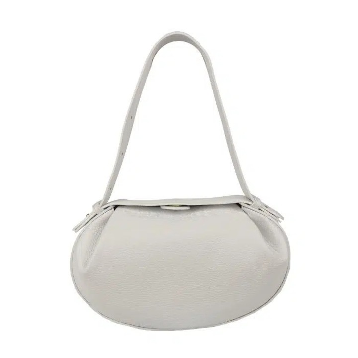 Geanta dama din piele naturala Matis Atelier Antonia, Alb, 30x18x10 cm