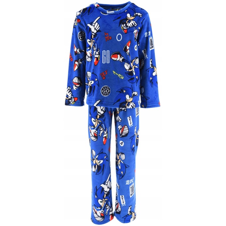 Pijama microfibra, 2 piese, maneca lunga Sonic 35846, Albastru