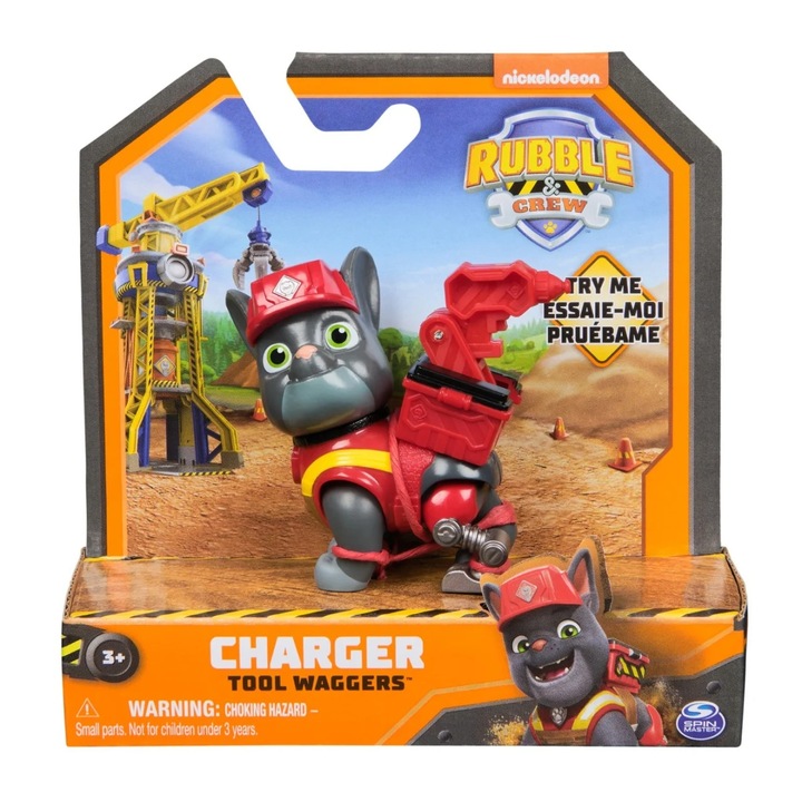 Figurina Paw Patrol, Rubble și echipa lui Charger, 5cm, roșu, 12.7x12.7x4.34cm