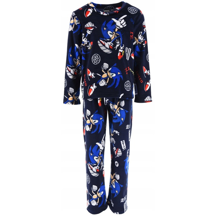 Pijama din velur, 2 piese, maneca lunga Sonic 35850, Bleumarin