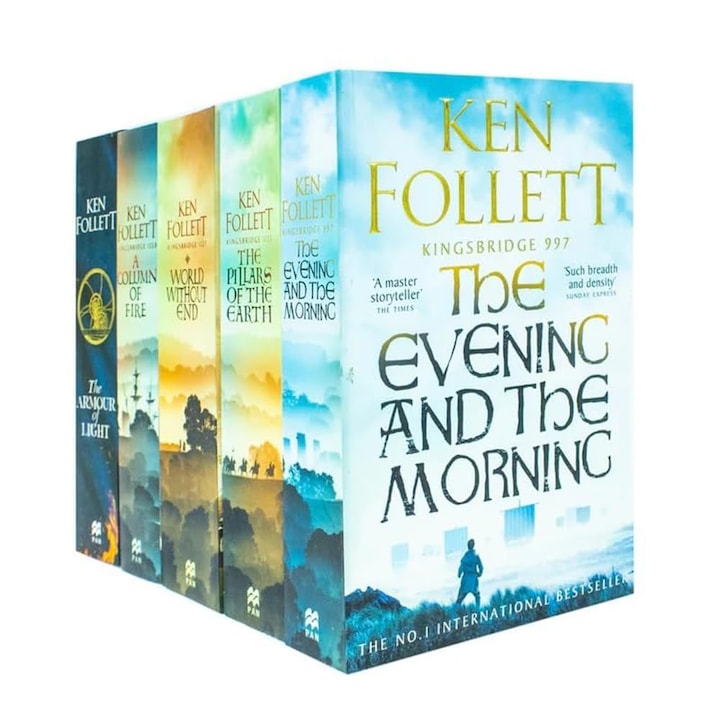 Kingsbridge Novels Collection 5 Books Set By Ken Follett (The Pillars Of The Earth, World Without End, A Column Of Fire, The Evening And The Morning &, Ken Follett - Editura Generic