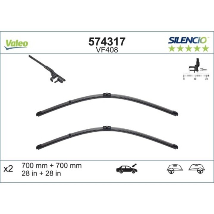 Комплект чистачки Valeo Silencio X.trm 700/700 мм Vf408