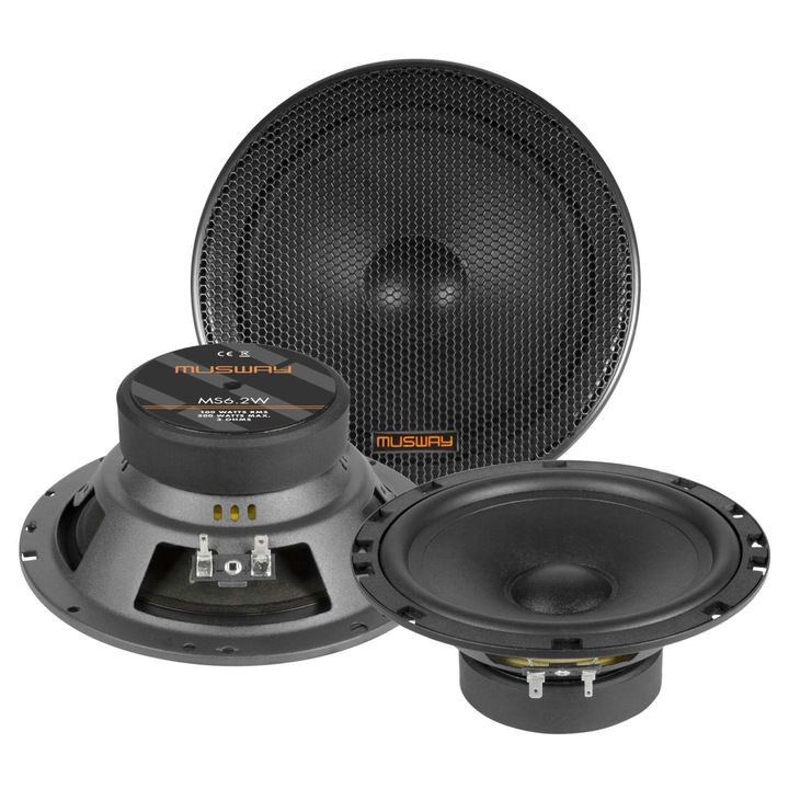 Boxe auto Musway MS6.2W, 165 mm, 100 W RMS, 3 Ohm, membrana din compozit hartie-bambus