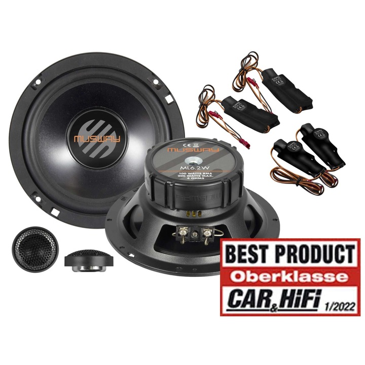 Boxe Musway ML6.2E, sistem dwudrozny, midbas aluminiowy, tweeter 25mm, negru