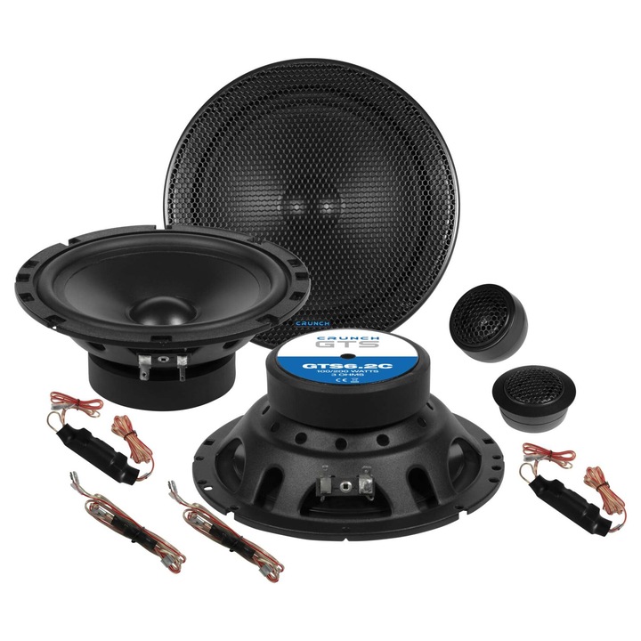 Автомобилни тонколони Crunch GTS6.2C, комплект отделни компоненти, мидбас 165 мм, 100W RMS, импеданс 3 ома