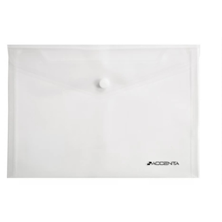 Mapa plastic A5, cu capsa si clapeta in V, transparenta, ACCENTA