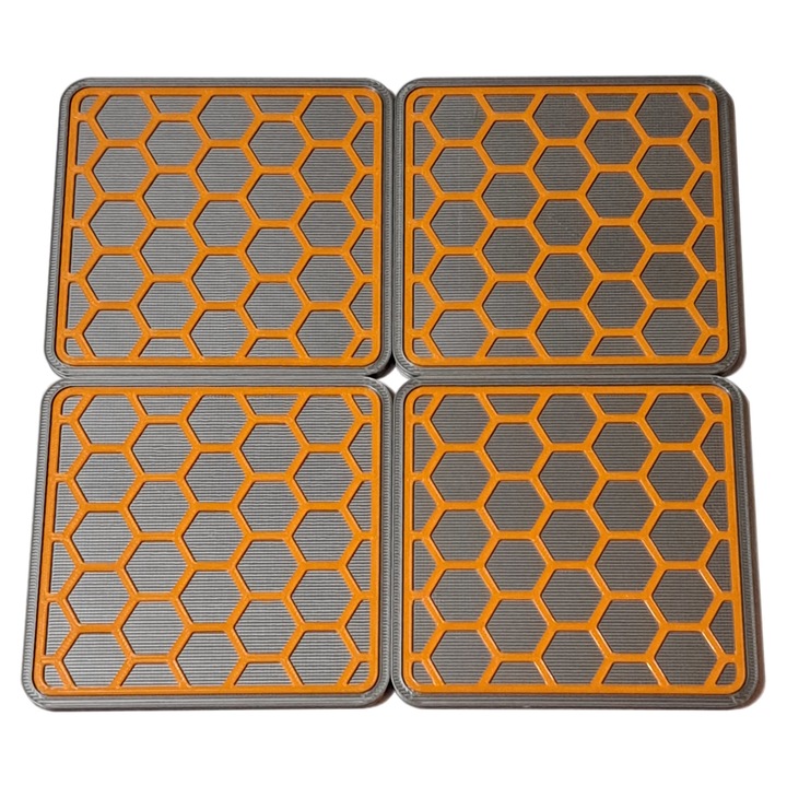 Suport pahar decorativ – The Honey Ward – Set 4 bucati – Argintiu/Portocaliu