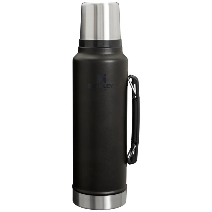 Bidon Stanley Classic Legendary 1.4L, inox reciclat, capac etans, 119x99x358mm, negru