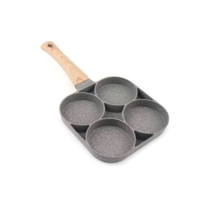 Tigaie pentru mic dejun,4 compartimente, multifunctionala, strat antiaderent, aluminiu