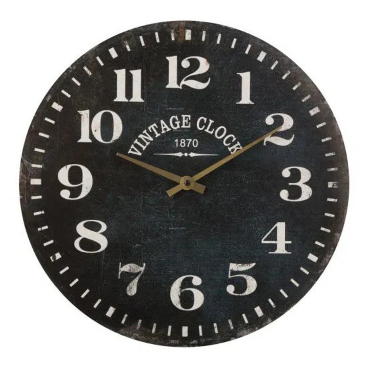 Ceas de perete Alex din MDF, Ø 38 cm, modele asortate, negru