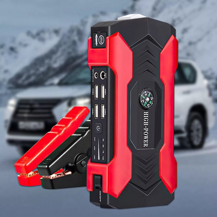 Redresor auto Speed1 Q-D1700, 15000mAh, compact, cu LED SOS, set complet
