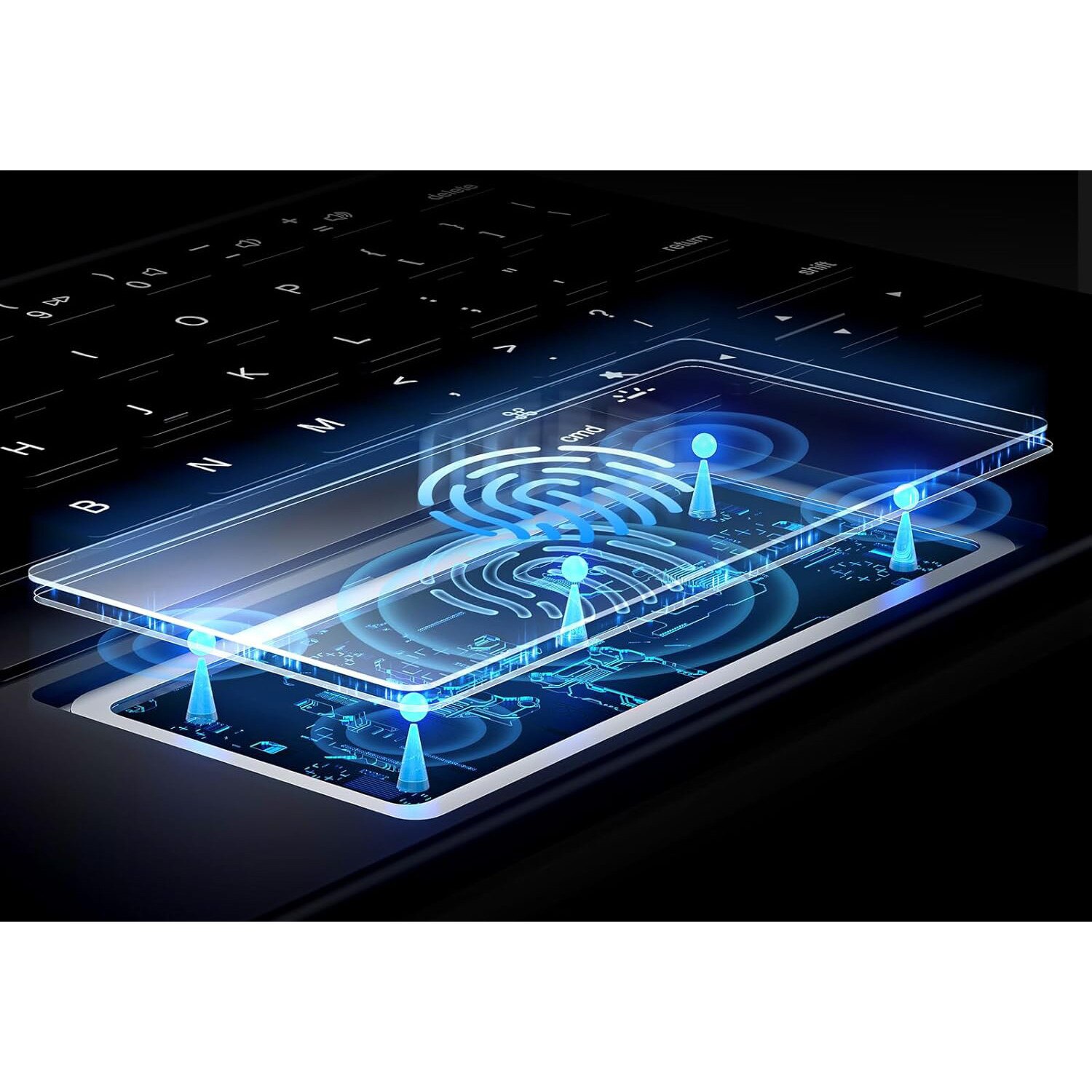 Husa cu tastatura pentru iPad Air/Pro 11" (2025, 2024), suport magnetic, iluminare 7 culori, ultra-subtire, 1.45 cm, 0.64 kg
