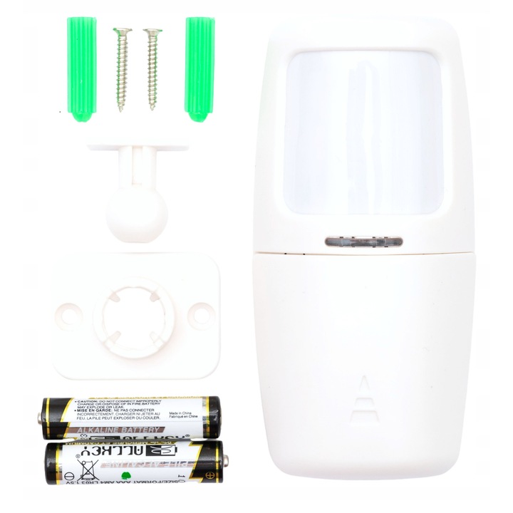 Czujka PIR mozgásérzékelő GSM riasztóhoz 433 Mhz, vezeték nélküli, akár 12m érzékelési távolság, 110°-os látószög, készlet