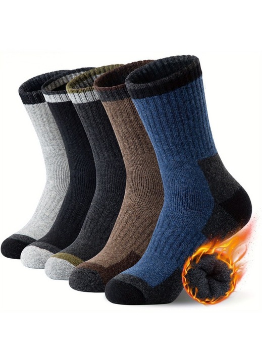 Set de 5 perechi sosete barbati termice, fleece, multicolor, marimi 38-44 EU