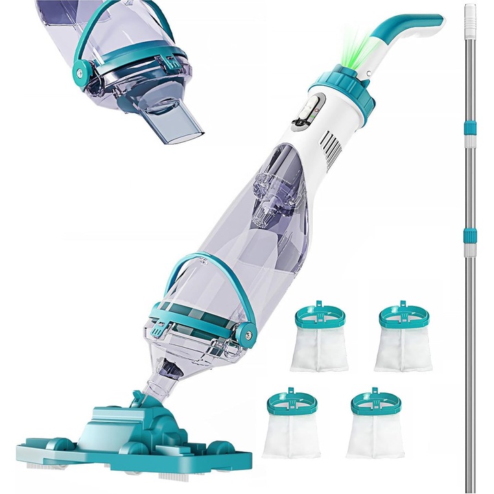 Прахосмукачка за басейн FOTING PCT403T, безжична, 4200 л/ч, батерия 2000 mAh, телескопична дължина 91-222 см