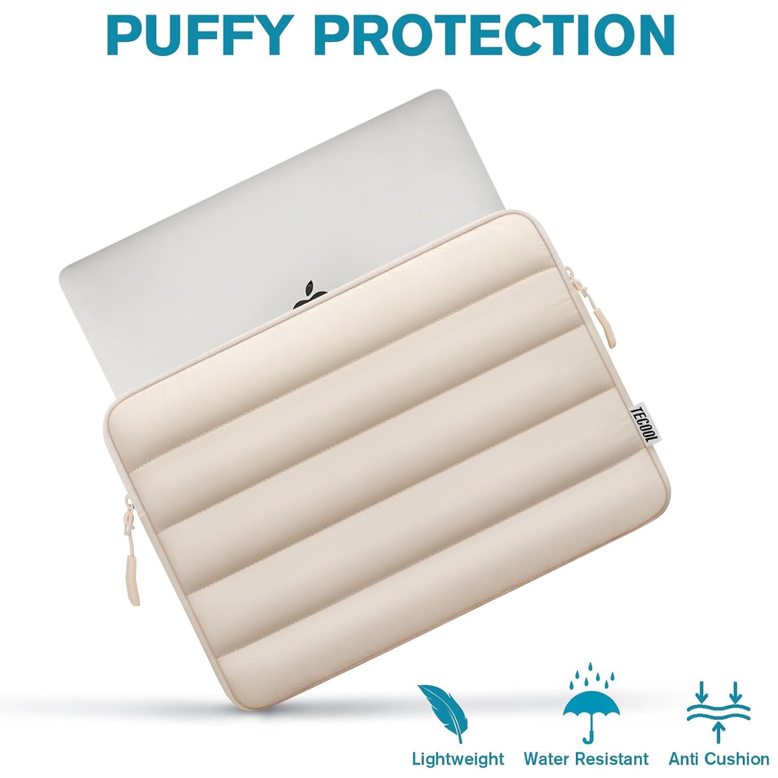 Husa de protectie pentru tableta, asskanaer, Geanta pentru notebook, Capacitate mare, Moale si gros, Rezistent la uzura / impermeabil / rezistent la socuri, Usor de transportat, Poliester, 12.9-13.3 inch, Aproape alb