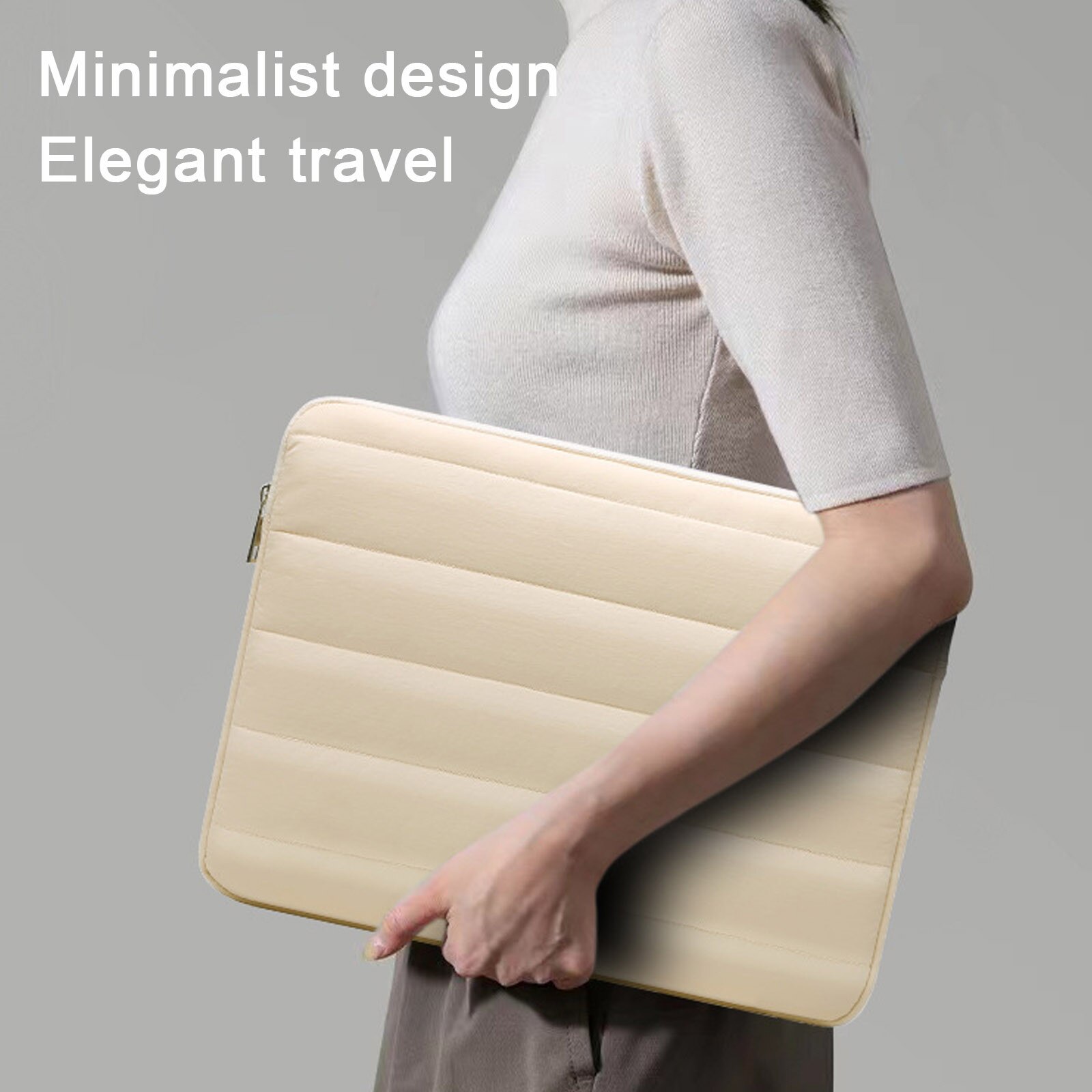 Husa de protectie pentru tableta, asskanaer, Geanta pentru notebook, Capacitate mare, Moale si gros, Rezistent la uzura / impermeabil / rezistent la socuri, Usor de transportat, Poliester, 12.9-13.3 inch, Aproape alb